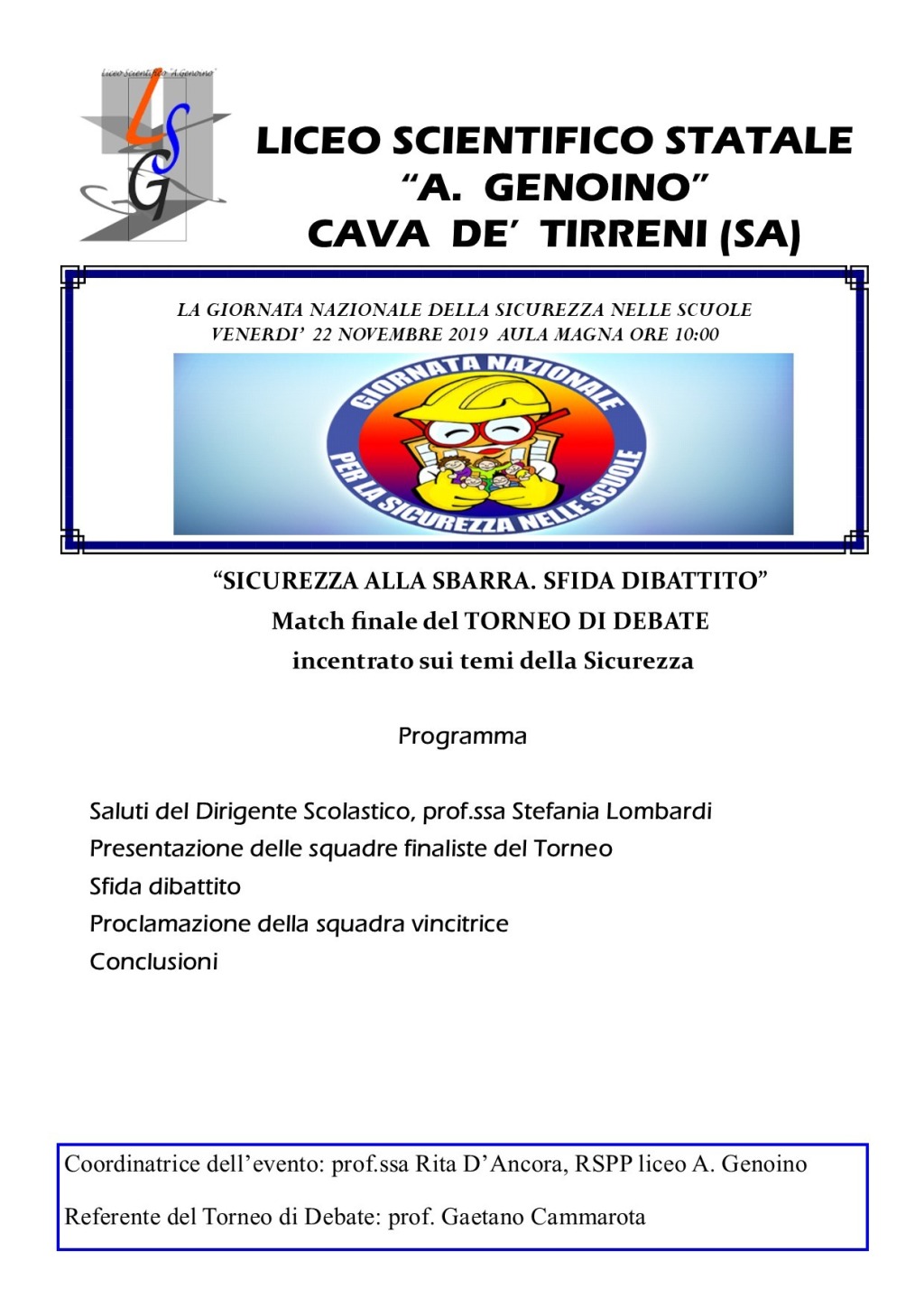 Giornata nazionale della sicurezza nelle scuole 2019